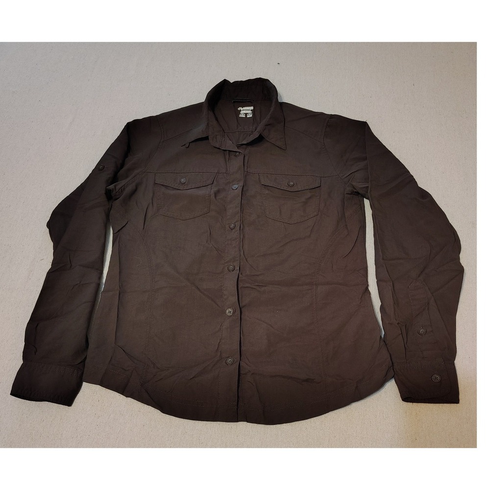 Columbia‎ Sportswear Company Womens Long Sleeve Button Up Shirt Brown Size S A
